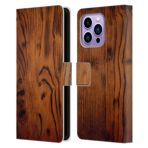 PLdesign Wood Prints Rustic Vintage Brown Burnt Leather Book Wallet Case Cover For Apple iPhone 14 Pro Max