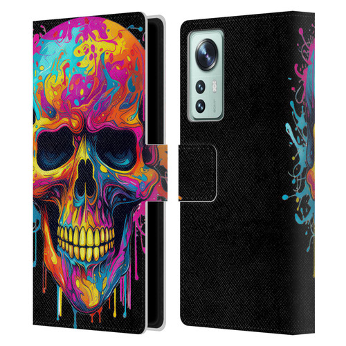 LebensArt Mix Art Rainbow Skull Leather Book Wallet Case Cover For Xiaomi 12