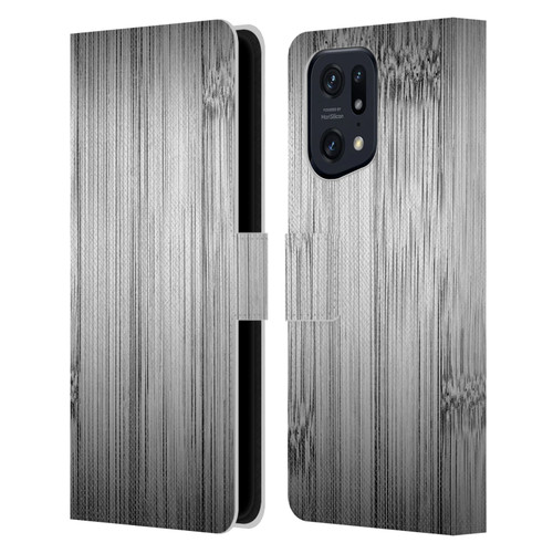 PLdesign Wood Prints Bamboo Burnt Gray Ombre Leather Book Wallet Case Cover For OPPO Find X5 Pro