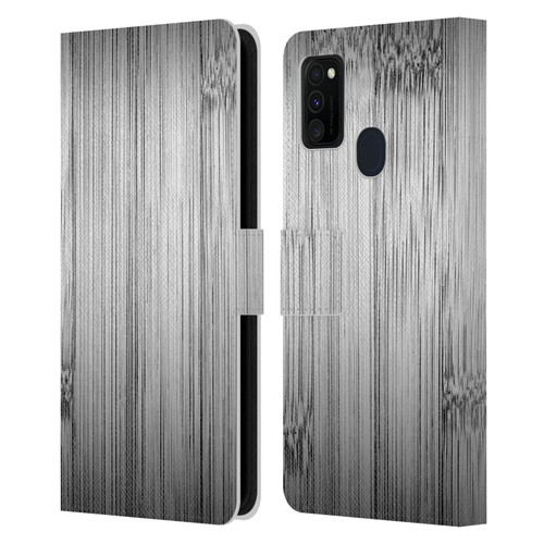 PLdesign Wood Prints Bamboo Burnt Gray Ombre Leather Book Wallet Case Cover For Samsung Galaxy M30s (2019)/M21 (2020)