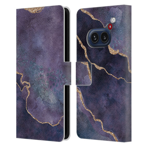 LebensArt Mineral Marble Purple Leather Book Wallet Case Cover For Nothing Phone (2a)