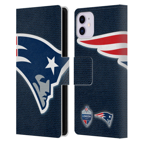 NFL 2024 International Games London Patriots Leather Book Wallet Case Cover For Apple iPhone 11