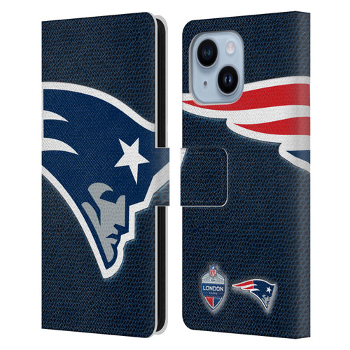 NFL 2024 International Games London Patriots Leather Book Wallet Case Cover For Apple iPhone 14 Plus