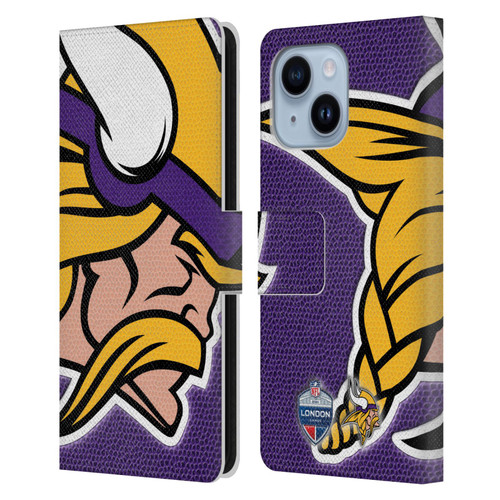 NFL 2024 International Games London Vikings Leather Book Wallet Case Cover For Apple iPhone 14 Plus