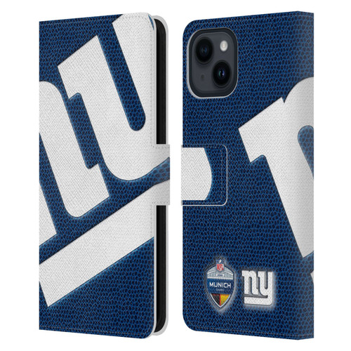 NFL 2024 International Games Munich Giants Leather Book Wallet Case Cover For Apple iPhone 15
