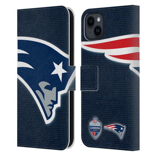 NFL 2024 International Games London Patriots Leather Book Wallet Case Cover For Apple iPhone 15 Plus