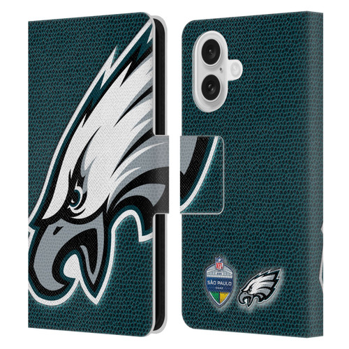 NFL 2024 International Games São Paulo Eagles Leather Book Wallet Case Cover For Apple iPhone 16