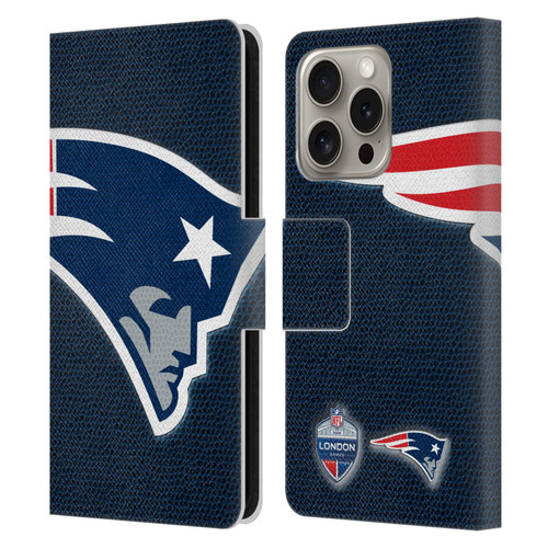 NFL 2024 International Games London Patriots Leather Book Wallet Case Cover For Apple iPhone 16 Pro