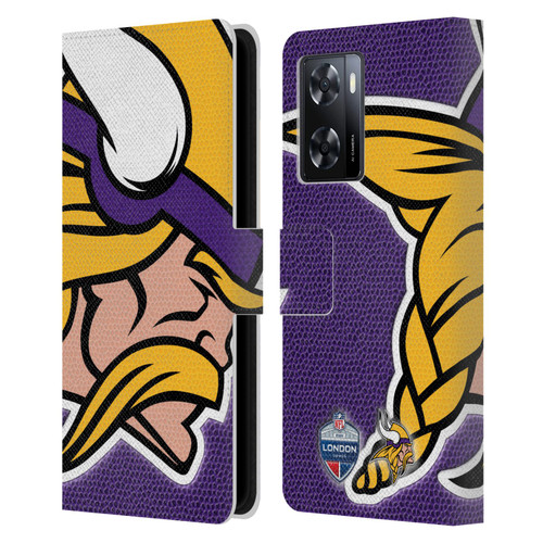 NFL 2024 International Games London Vikings Leather Book Wallet Case Cover For OPPO A57s