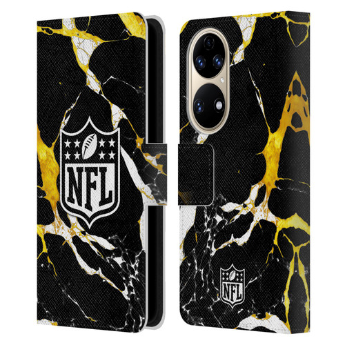 NFL Shield Marble Leather Book Wallet Case Cover For Huawei P50