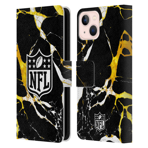 NFL Shield Marble Leather Book Wallet Case Cover For Apple iPhone 13