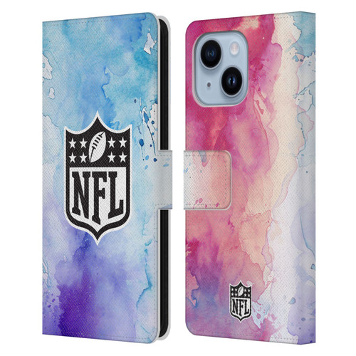 NFL Shield Watercolor Leather Book Wallet Case Cover For Apple iPhone 14 Plus
