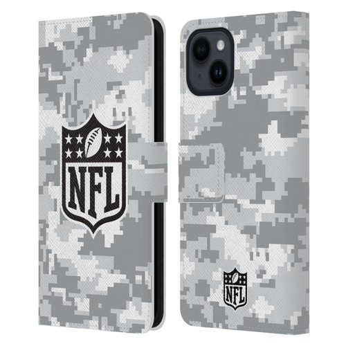 NFL Shield Digital Camouflage Leather Book Wallet Case Cover For Apple iPhone 15