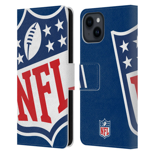 NFL Shield Oversized Leather Book Wallet Case Cover For Apple iPhone 15