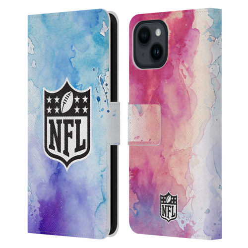 NFL Shield Watercolor Leather Book Wallet Case Cover For Apple iPhone 15