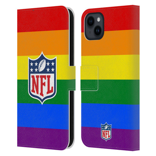 NFL Shield Pride Leather Book Wallet Case Cover For Apple iPhone 15 Plus