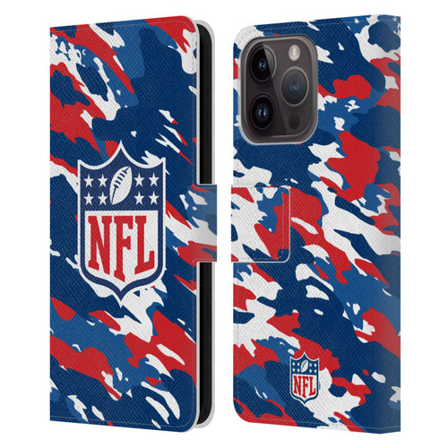 NFL Shield Camouflage Leather Book Wallet Case Cover For Apple iPhone 15 Pro