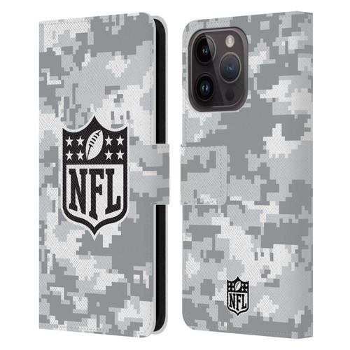NFL Shield Digital Camouflage Leather Book Wallet Case Cover For Apple iPhone 15 Pro