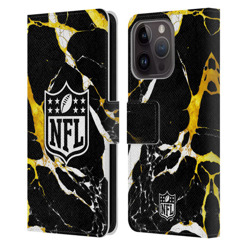NFL Shield Marble Leather Book Wallet Case Cover For Apple iPhone 15 Pro