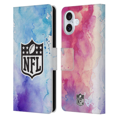 NFL Shield Watercolor Leather Book Wallet Case Cover For Apple iPhone 16 Plus