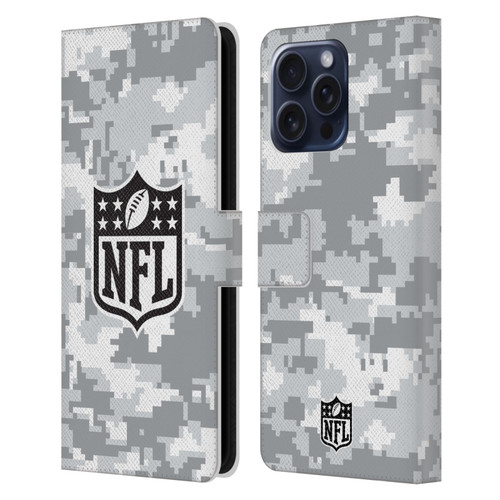 NFL Shield Digital Camouflage Leather Book Wallet Case Cover For Apple iPhone 16 Pro Max