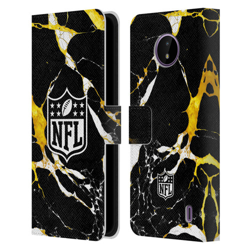 NFL Shield Marble Leather Book Wallet Case Cover For Nokia C10 / C20
