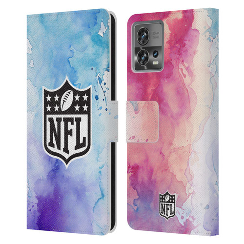 NFL Shield Watercolor Leather Book Wallet Case Cover For Motorola Moto Edge 30 Fusion