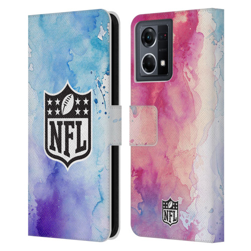 NFL Shield Watercolor Leather Book Wallet Case Cover For OPPO Reno8 4G