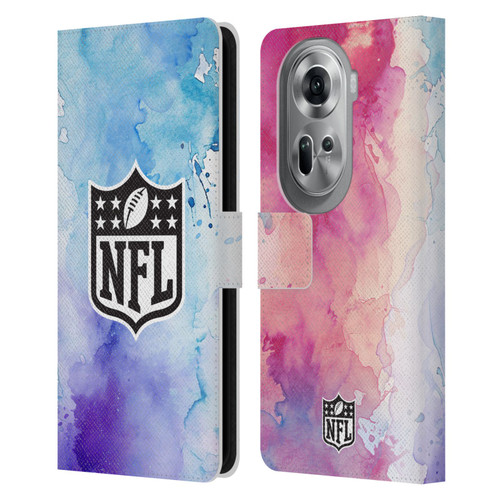 NFL Shield Watercolor Leather Book Wallet Case Cover For OPPO Reno11 Pro
