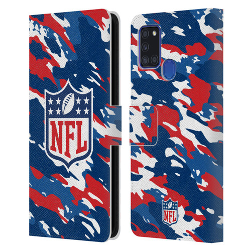 NFL Shield Camouflage Leather Book Wallet Case Cover For Samsung Galaxy A21s (2020)