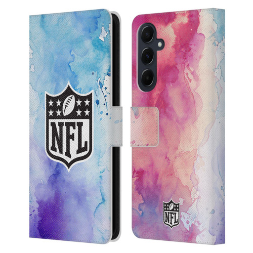 NFL Shield Watercolor Leather Book Wallet Case Cover For Samsung Galaxy A55 5G