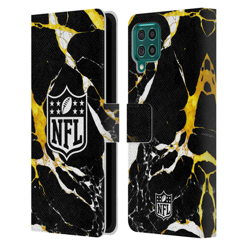 NFL Shield Marble Leather Book Wallet Case Cover For Samsung Galaxy F62 (2021)