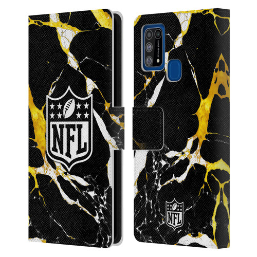 NFL Shield Marble Leather Book Wallet Case Cover For Samsung Galaxy M31 (2020)