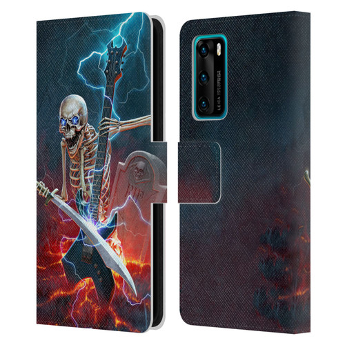 Christos Karapanos Key Art Metal Skeleton Leather Book Wallet Case Cover For Huawei P40 5G