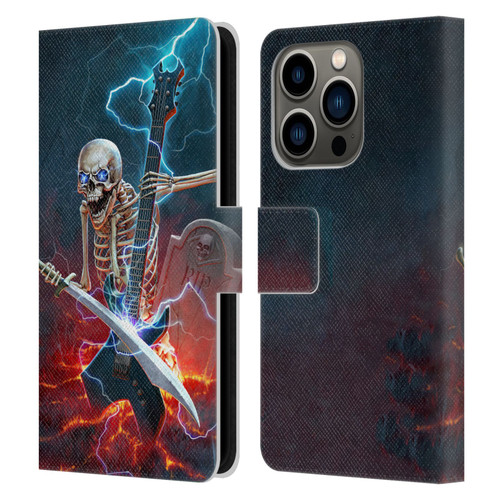 Christos Karapanos Key Art Metal Skeleton Leather Book Wallet Case Cover For Apple iPhone 14 Pro