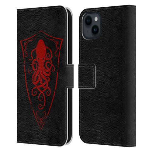 Christos Karapanos Key Art Octopus Shield Logo Leather Book Wallet Case Cover For Apple iPhone 15 Plus
