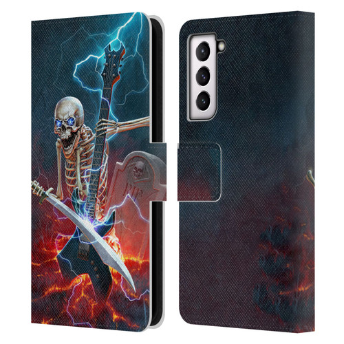 Christos Karapanos Key Art Metal Skeleton Leather Book Wallet Case Cover For Samsung Galaxy S21 5G
