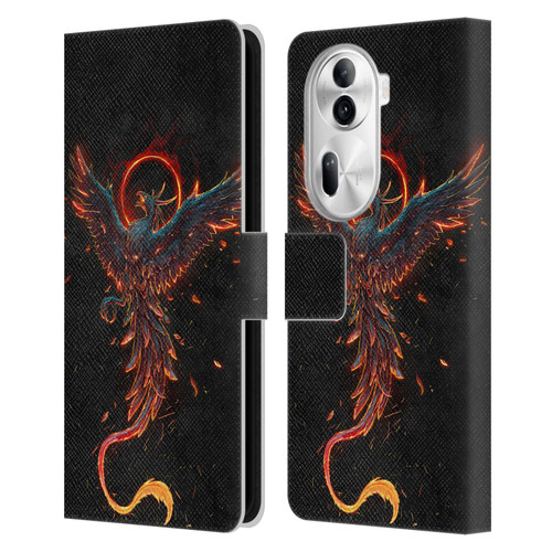 Christos Karapanos Mythical Art Black Phoenix Leather Book Wallet Case Cover For OPPO Reno11