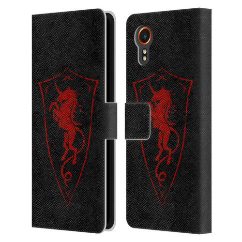 Christos Karapanos Shield Unicorn Leather Book Wallet Case Cover For Samsung Galaxy Xcover7 5G