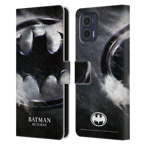 Batman Returns Key Art Oversized Logo Leather Book Wallet Case Cover For Motorola Moto G73 5G