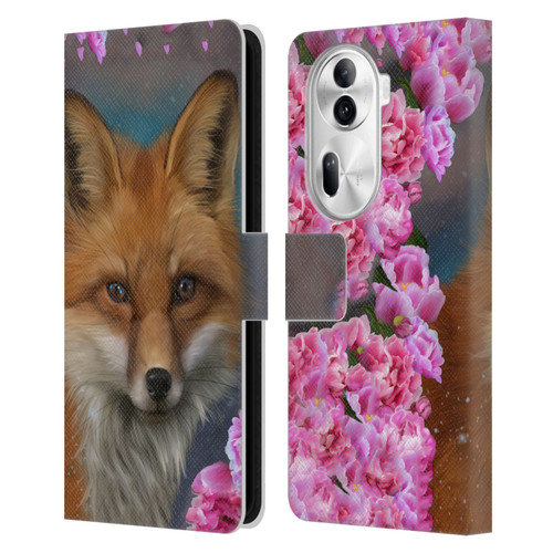 Ash Evans Animals Fox Peonies Leather Book Wallet Case Cover For OPPO Reno11
