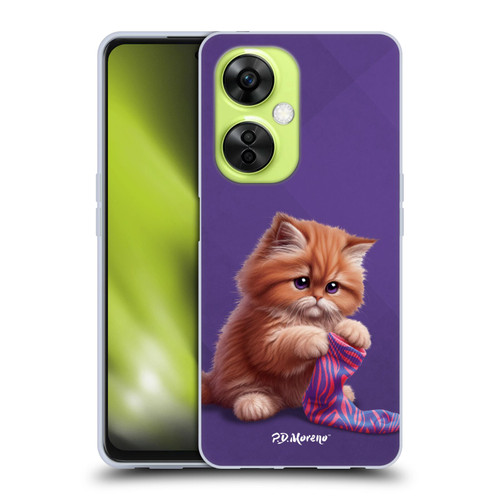 P.D. Moreno Play Cat Artwork Colorful Sock Soft Gel Case for OnePlus Nord CE 3 Lite 5G