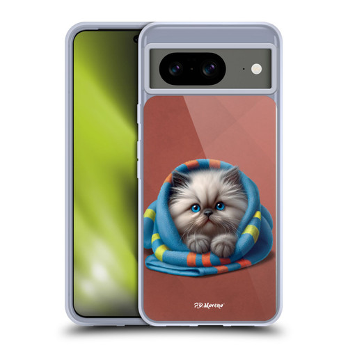 P.D. Moreno Play Cat Artwork Blue Towel Soft Gel Case for Google Pixel 8