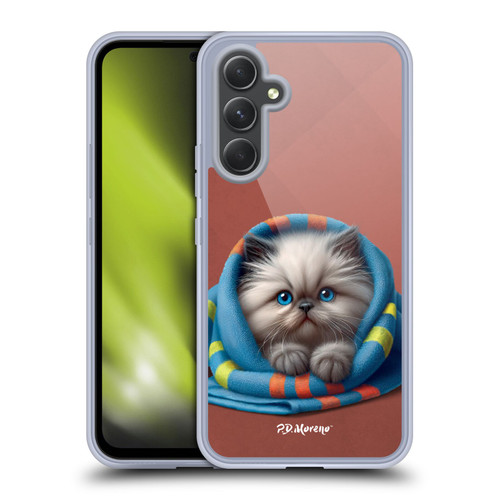 P.D. Moreno Play Cat Artwork Blue Towel Soft Gel Case for Samsung Galaxy A54 5G
