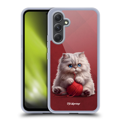 P.D. Moreno Play Cat Artwork Red Yarn Soft Gel Case for Samsung Galaxy A54 5G