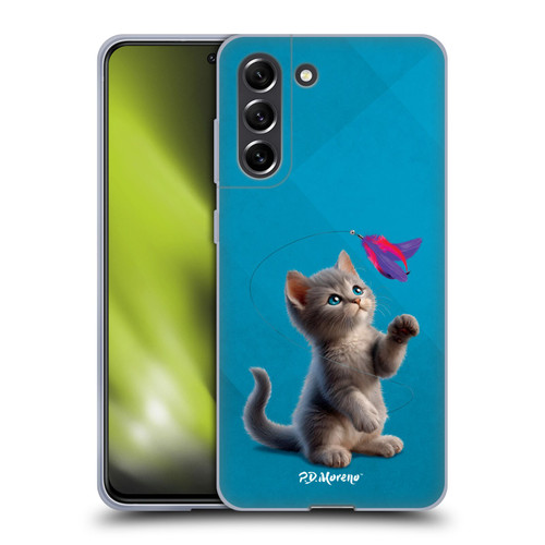 P.D. Moreno Play Cat Artwork Toy Feather Soft Gel Case for Samsung Galaxy S21 FE 5G