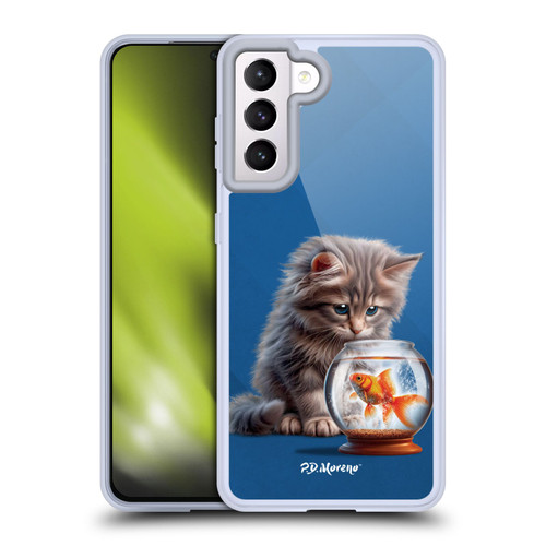 P.D. Moreno Play Cat Artwork Goldfish Soft Gel Case for Samsung Galaxy S21 5G