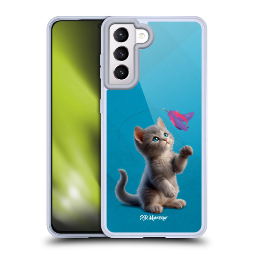 P.D. Moreno Play Cat Artwork Toy Feather Soft Gel Case for Samsung Galaxy S21 5G