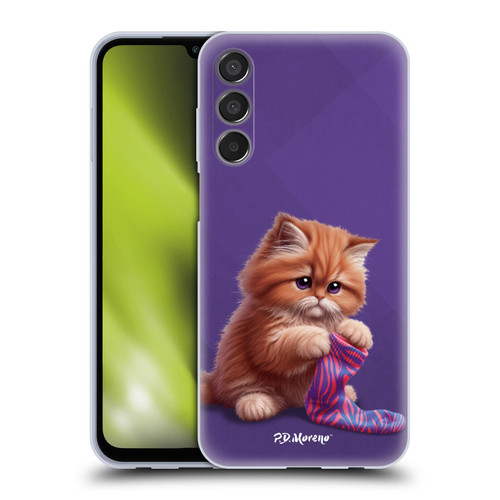 P.D. Moreno Play Cat Artwork Colorful Sock Soft Gel Case for Samsung Galaxy M15/F15 5G