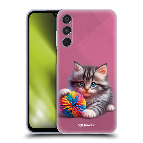 P.D. Moreno Play Cat Artwork Spikey Ball Soft Gel Case for Samsung Galaxy M15/F15 5G